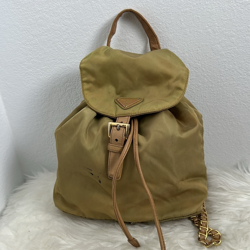 💯 Authentic Prada Beige Drawstring Backpack🍀 - Picture 15 of 16